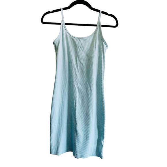 OLD NAVY Baby Blue Ribbed Adjustable Spaghetti Strap Fitted Dress Size M - Picture 1 of 4
